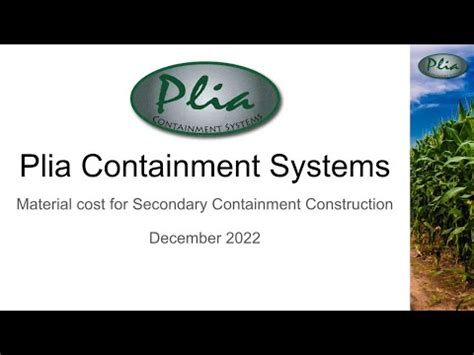 Plia Containment Systems Material Cost For Secondary Containment