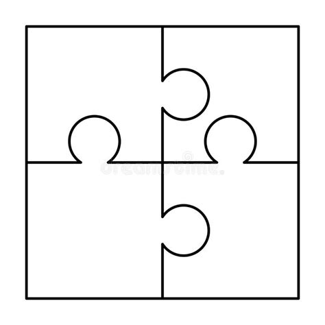 White Puzzles Pieces Arranged In A Square Jigsaw Puzzle Template