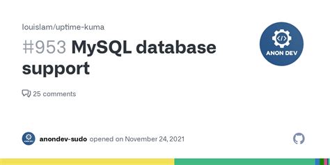 Mysql Database Support Issue Louislam Uptime Kuma Github