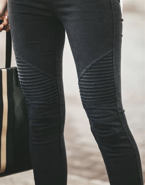 Motorcycle Jeggings Space Grey Altitude Boutique Zipper Pants