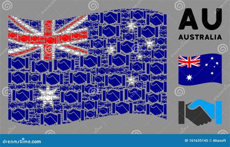 Waving Australia Flag Mosaic Of Handshake Icons Stock Vector