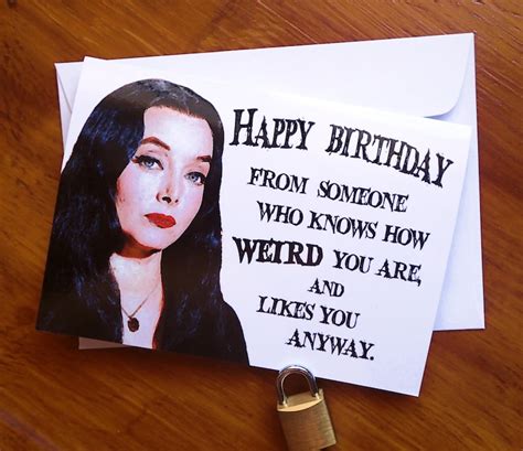 Morticia Addams Birthday Card Etsy