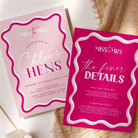 SONNY Pink Hens Party Invite Pink Hens Weekend Shower Printable