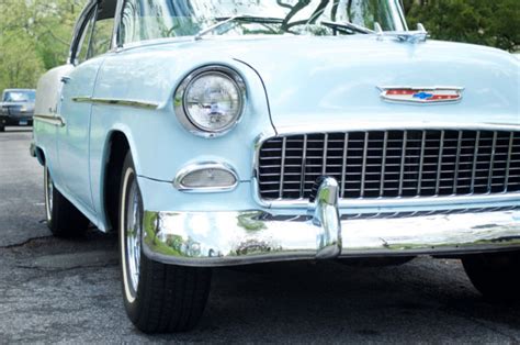 1955 Chevy Bel Air 2 Door Sport Coupe Skyline Blue White