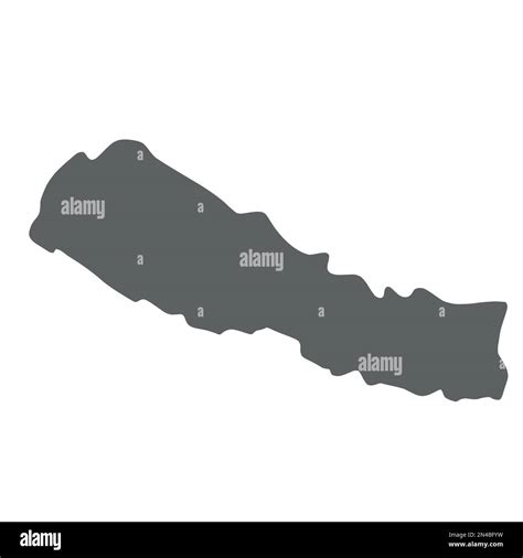 Nepal Smooth Grey Silhouette Map Of Country Area Simple Flat Vector