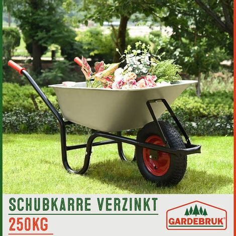 GARDEBRUK Brouette 100L acier galvanisé 250kg pneu gonflable brouette