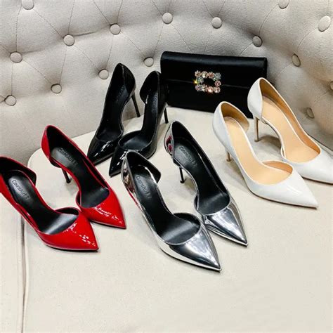 Enkel Nude Kontor OL Damesko 2020 Patent Lær 10 cm Stiletthæler Spisse Høyhælte