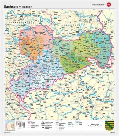 Sachsen Physisch Politisch 5600980 Geographie Karten