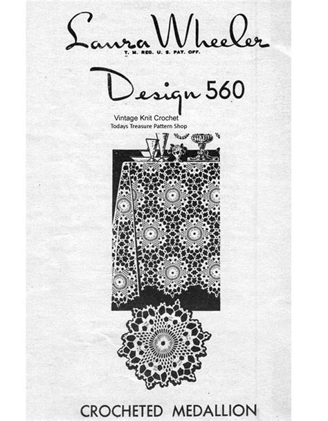 Crochet Round Tablecloth Medallion Pattern Flower Star Mail Order 560