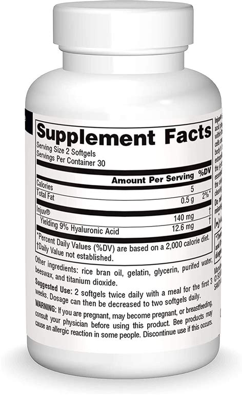 Source Naturals Injuv Hyaluronic Acid 70mg - 60 Softgels for Joint ...