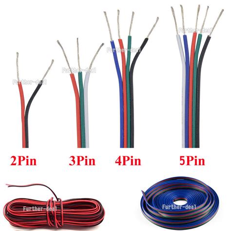 2 3 4 5 Pin RGB RGBW Extension Cable Cord Led Power Pixel Wire 22AWG 1m