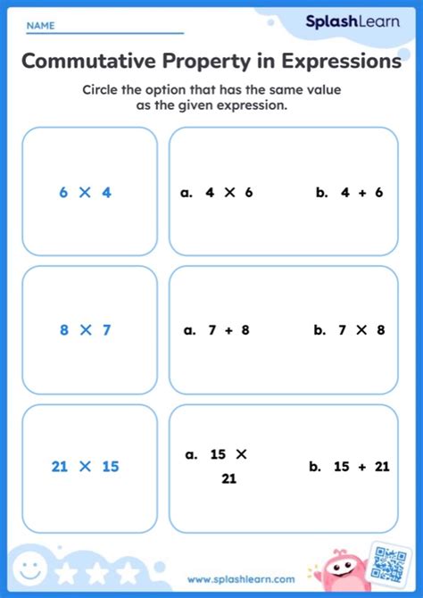 Commutative Property In Expressions Worksheet