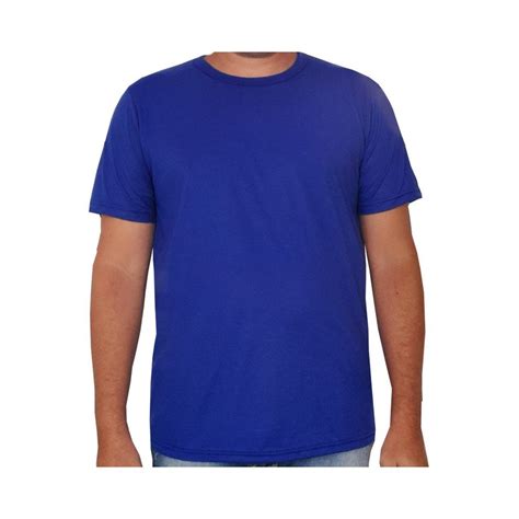 Camiseta Básica Azul Royal Lisa 100 Poliéster Masculina