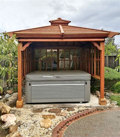 Hot Tub Enclosure Kits: Hot Tub Pavilion Kit Made of Redwood