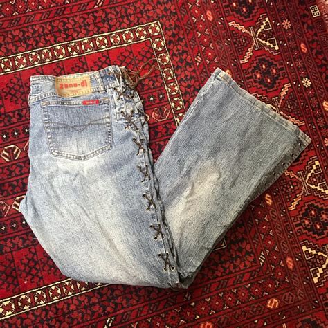 Vintage Boho Hippie Zana Di Side Lace Flared Jeans Gem