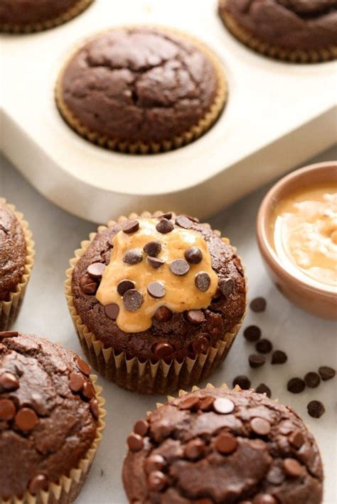 Healthy Chocolate Peanut Butter Muffins Fit Foodie Finds