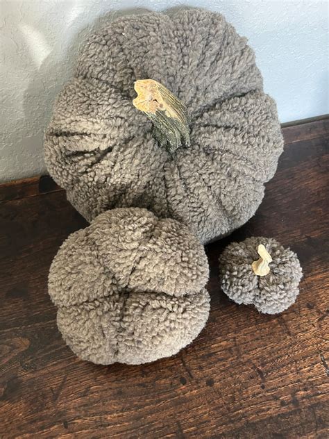 Grouping Of 3 Fall Color Sherpa Pumpkins Fall Sherpa Decor Soft Fuzzy