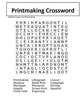 Printmaking Crossword by Amato's Artsy Lessons | TPT