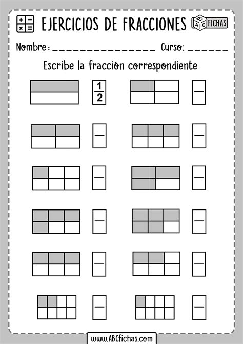 Fichas Con Ejercicios De Fracciones Abc Fichas