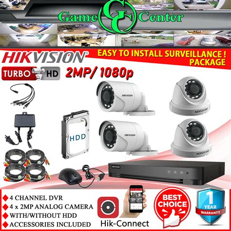 Hikvision Cctv Package 4 Channel 4 Camera 2MP 1080p Colorvu Package