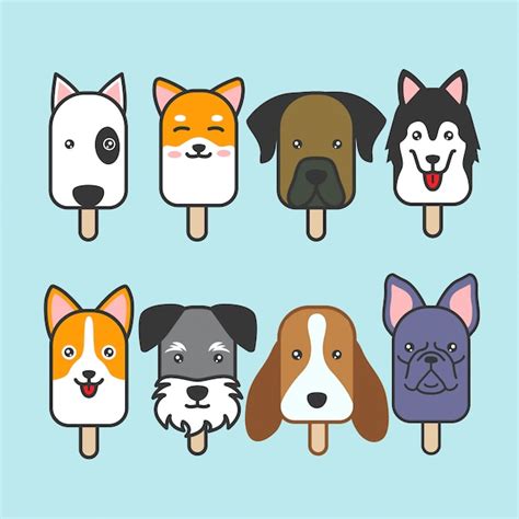 Premium Vector Cute Dog Ice Cream Vector Set