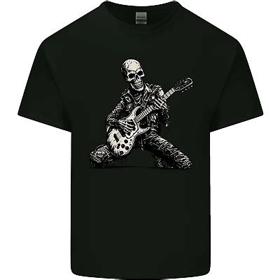 Rock N Roll Skelett Totenkopf Gitarre Spieler Musik Herren Baumwolle T