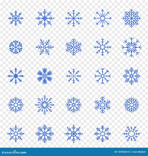 Snowflake Icon Set Vector Icons Pack Stock Illustration