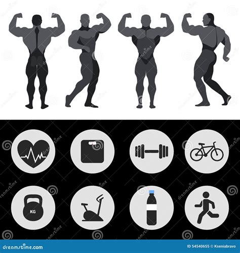 Athletes Sports Icons Fitness Exercise Vector Illustration Stock