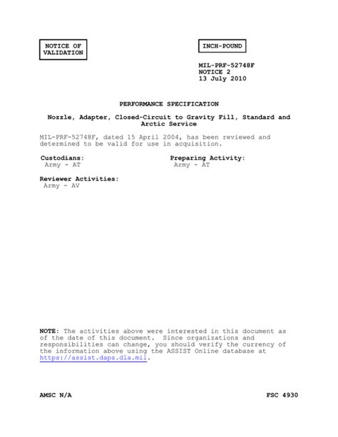 Notice Of Inch Pound Validation Mil Prf F