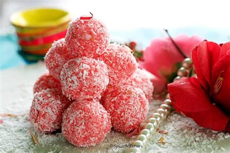 Rose Coconut Laddu No Cook Instant Spices N Flavors