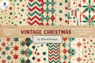 Vintage Christmas Digital Paper Graphic By Meowwdesign Creative Fabrica