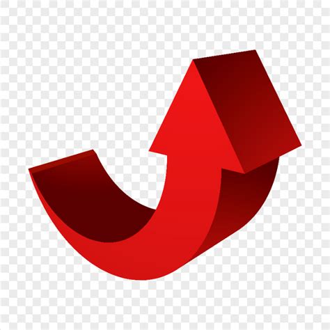 HD Red 3D Curved Arrow Pointing Up PNG Citypng