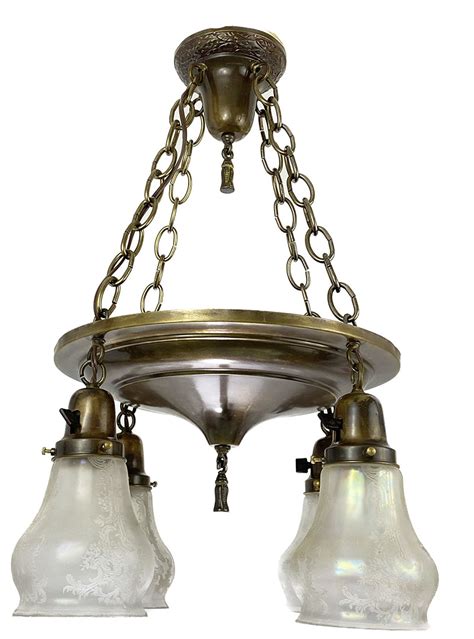 Historic Houseparts Inc Antique Ceiling Fixtures Antique Brass 4 Light Pan Ceiling Light