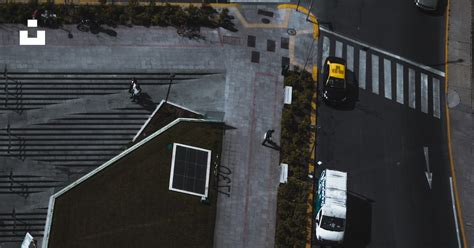 An aerial view of a parking lot and a parking lot photo – Free Grey ...