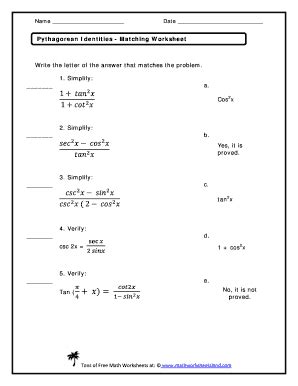 Pythagorean Identities Worksheet Worksheet On Pythagoras The