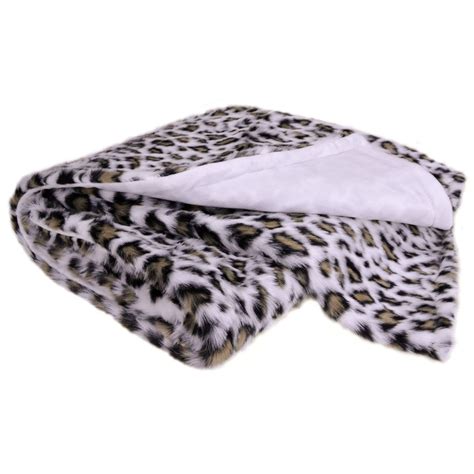 Luxurious Snow Leopard Reversible Faux Fur Throw White By Bedford