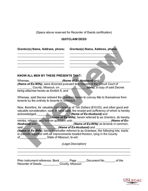 Missouri Quit Claim Deed Pdf At Tarscarletteblog Blog