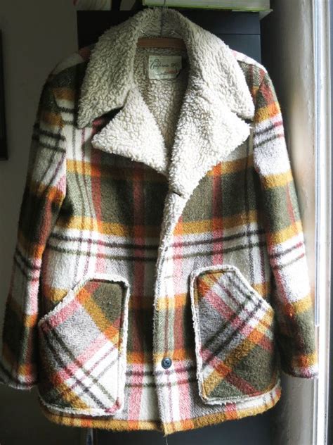 Heavy Womens Wool Lined Plaid Sherpa Winter Coat Estate Find Red