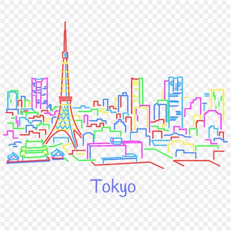 Tokyo Skyline Clipart Png Images Tokyo Skyline Neon City Skyline | The ...