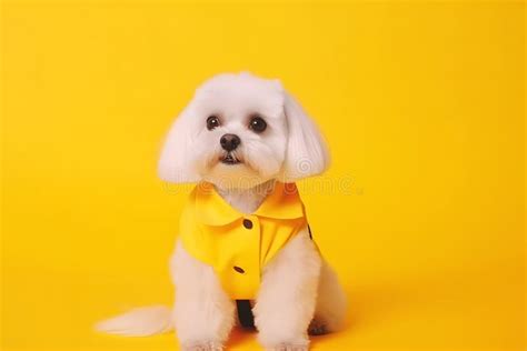 Dog Smart Eyes Looking Amazing Dog Portrait On Yellow Background Cute