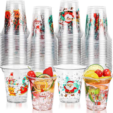 Amazon Zhehao 100 Set 12 Oz Christmas Plastic Cups With Lids And