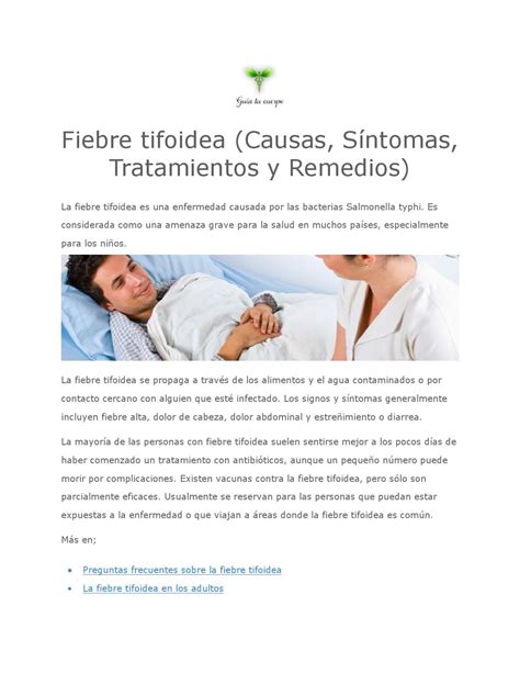 Fiebre tifoidea Causas Síntomas Tratamientos y Remedios by witi