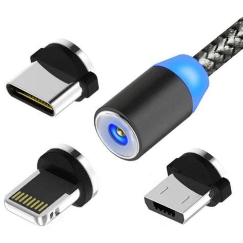 Cable Magnetico De Carga Lightning Iphone Micro Usb Usb C Tipo C 3 En 1 Celulares