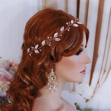 Rose Gold Bride Hair Vine Headpiece Bridal Wreath Head Piece Etsy