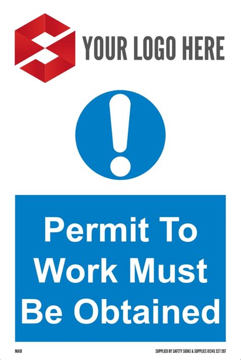 200mm X 300mm Permit To Work Safety Signs Uk Ltd