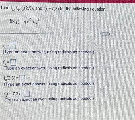 Solved Find Fx Fy Fx 2 5 And Fy −7 3 For The Following