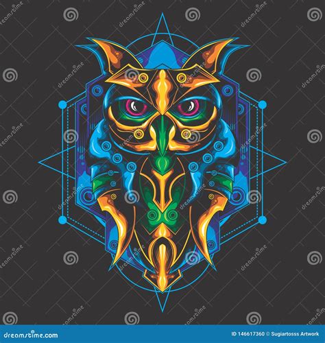 Mystical Owl Design Stock Vector Illustration Of Drawn 146617360