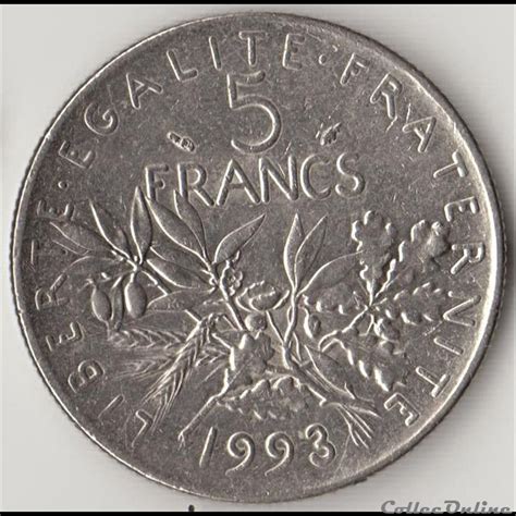 5 Francs Semeuse 1993 Moedas Mundo França Cinquième République