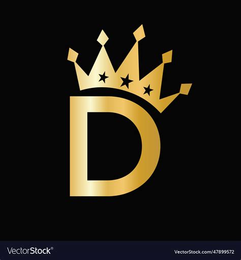 Letter D Luxury Logo With Crown Symbol Royalty Free Vector