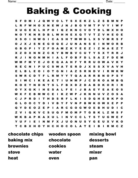 Baking Word Scramble Wordmint